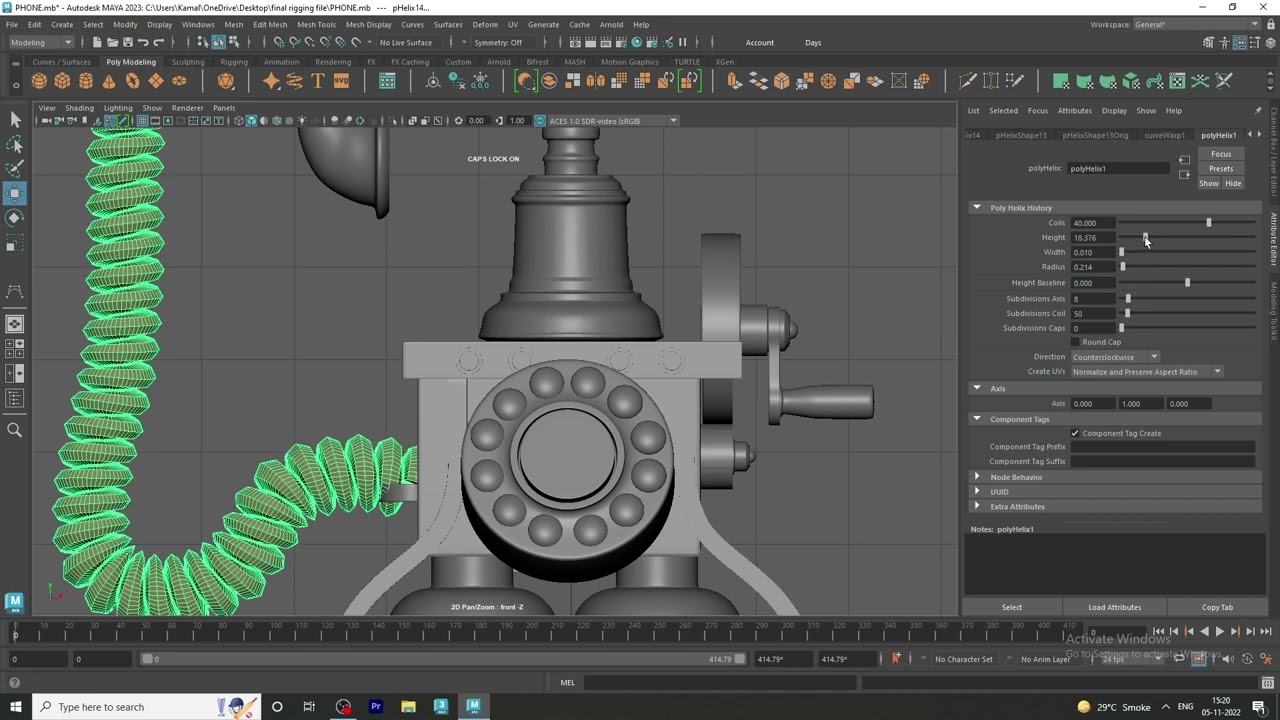 Autodesk Maya 2023 Modelling a Telephone Wire