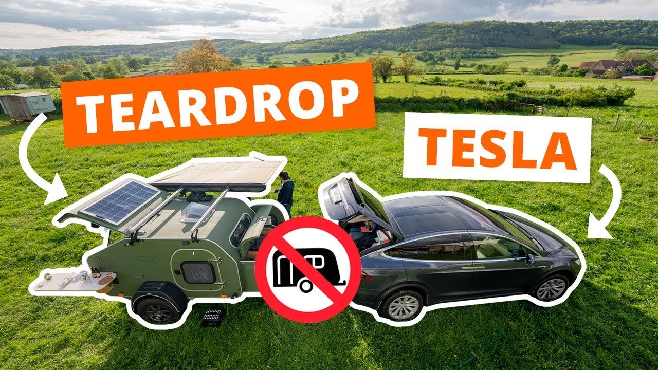 Ils voyagent avec une MINI-CARAVANE électrique et une TESLA (Model X) !