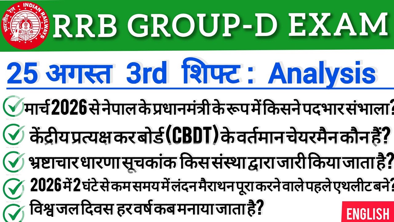RRB Group D 25August 3rd Shift Analysis | Today Group D 1st Shift Analysis | Group D 2026 #groupd