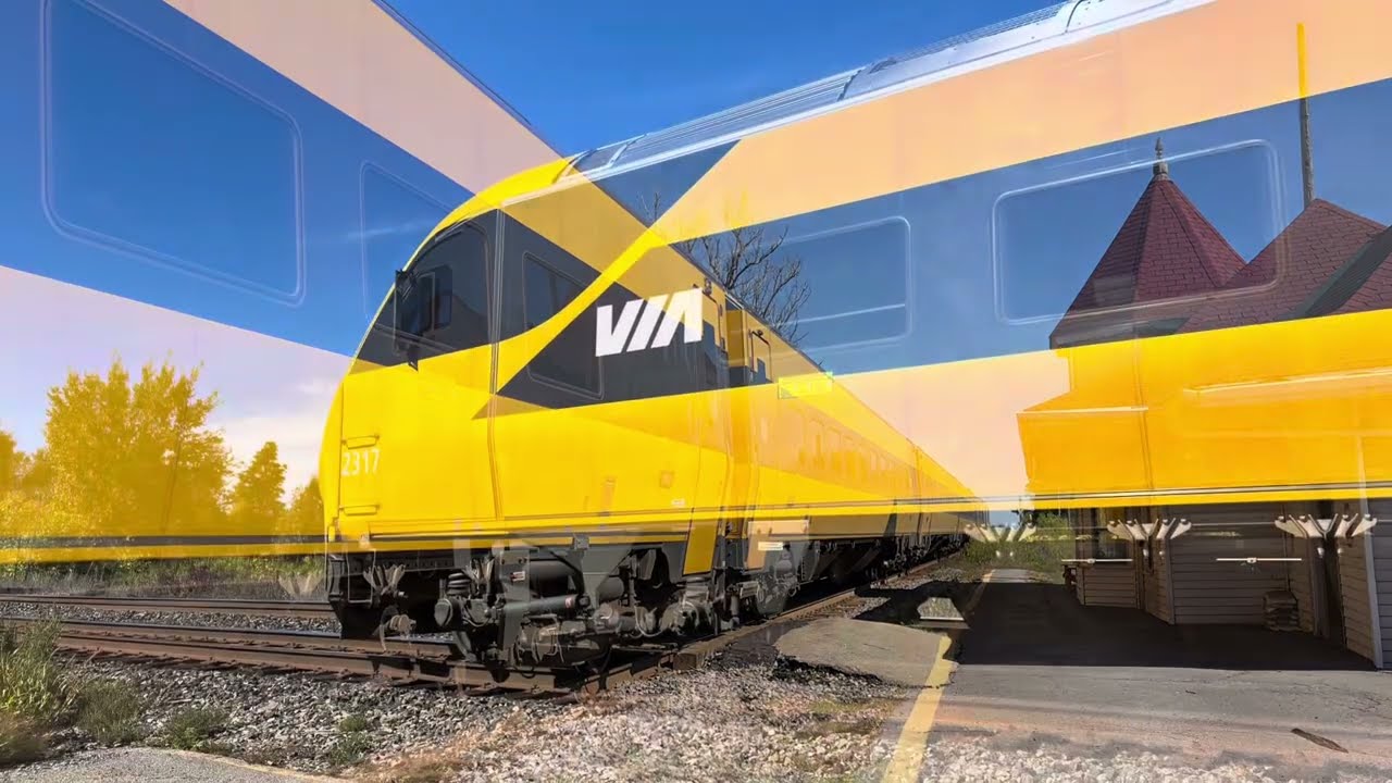 Canadian VIA Rail Trains at Gananoque. Kingston Subdivision CN Rail.  