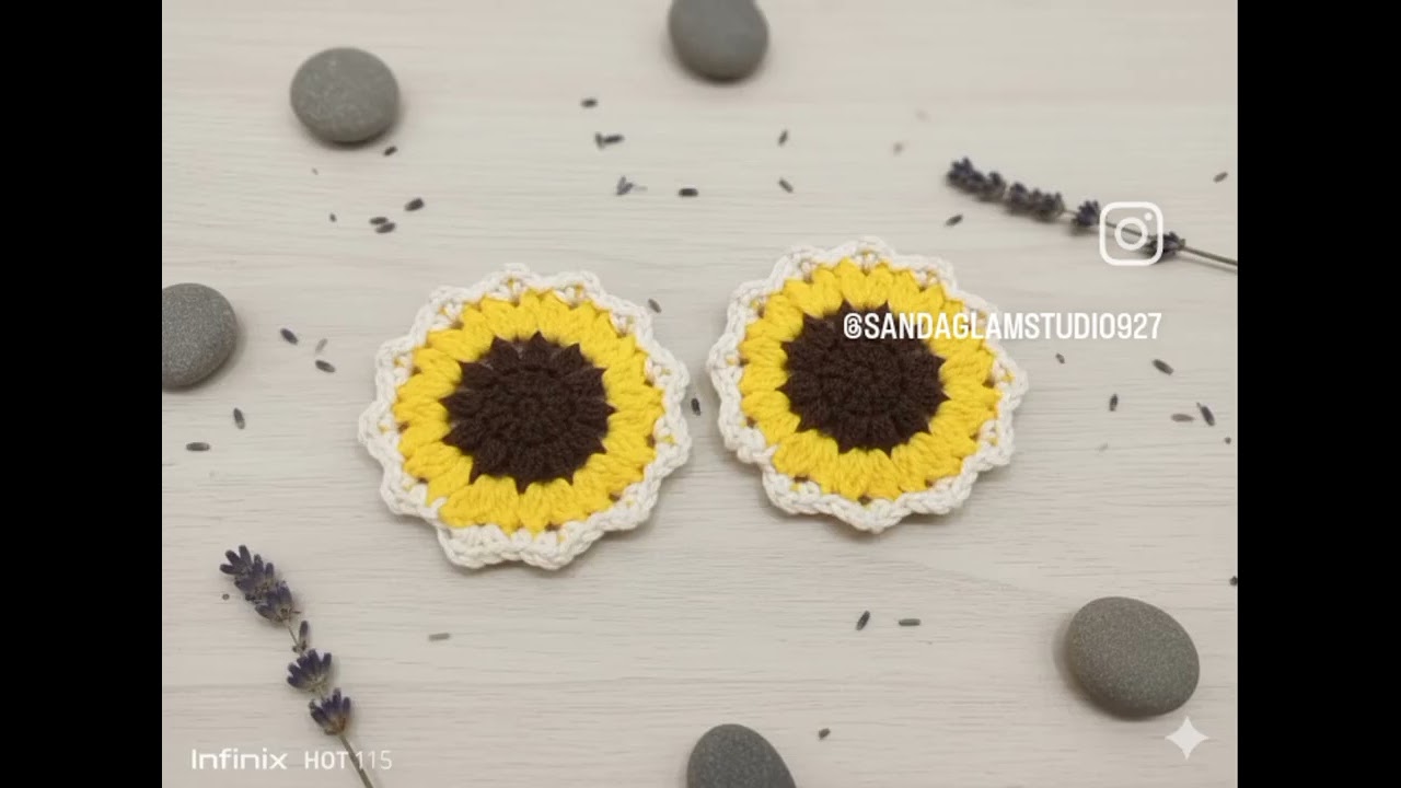 🌻 Handmade Crochet Sunflower Coasters | Aesthetic Table Decor | My Crochet Diary 4 | S&A Glam Studio