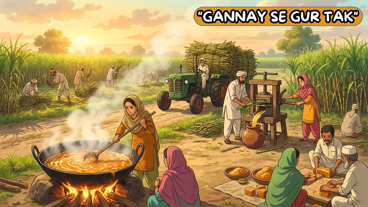 Sugarcane🌾 to Gold: A Relaxing Ghibli-Style Journey  | Studio Ghibli Animation | Punjab Culture