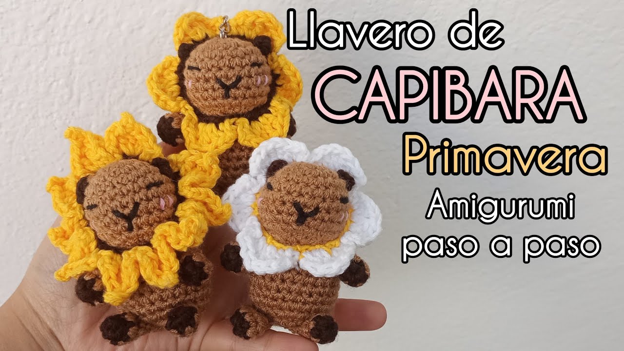 Llavero CAPIBARA primavera 🌼🧶 Amigurumi FÁCIL PASO A PASO ✨💖
