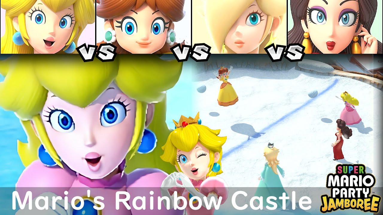 Super Mario Party Jamboree Peach vs Daisy vs Rosalina vs Pauline in Mario's Rainbow Castle