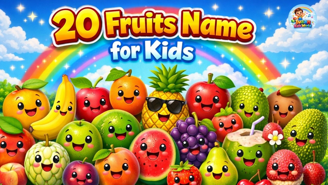 Learn 20 Fruits Name in English | Fruits Name with photo | name of Fruits | Ivaan Kids World