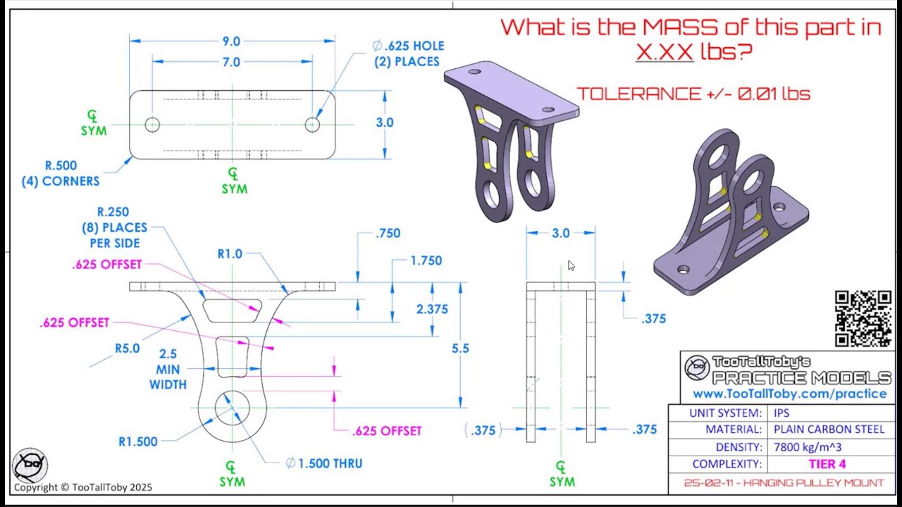 Практические модели Too Tall Toby, выполненные в IronCAD — Практика 25-02-11 Подвесной шкив