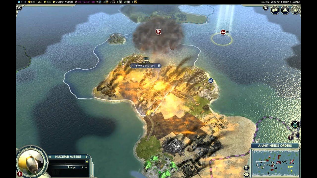 Civilization V Nuclear Missiles Destroying Cities
