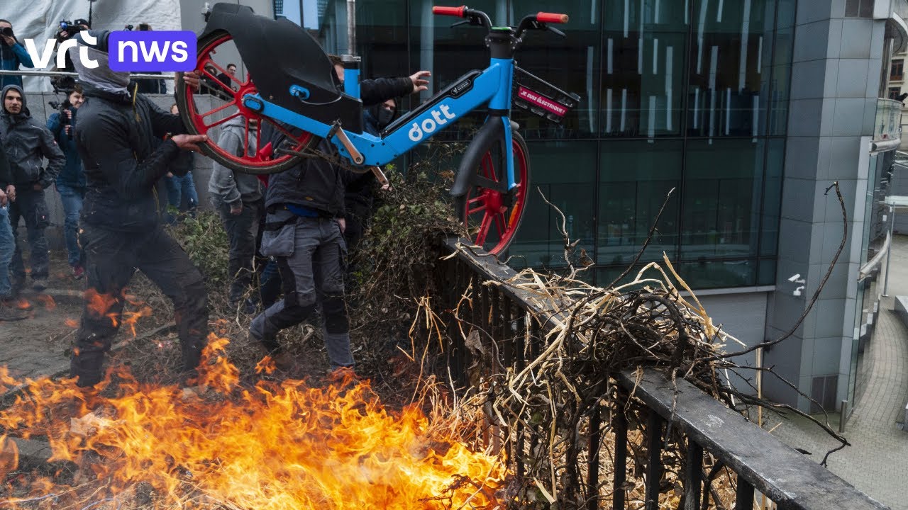Actievoerende boeren laten klein slagveld achter in Brussel