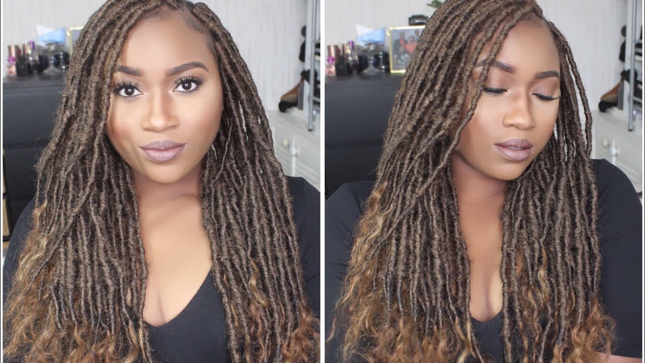 OMBRE LIGHTWEIGHT GODDESS LOCS TECHNIQUE FOR THIN 4C HAIR USING CHEAP HUMAN HAIR