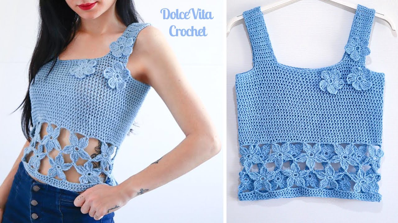 TUTORIAL CANOTTA UNCINETTO "LILIUM" CROCHET TOP CROP