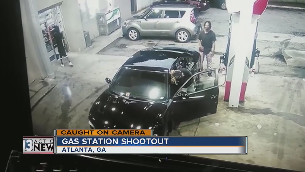 A gas station shootout in Atlanta caught on camera