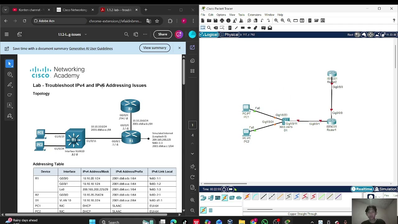 Module 1 : 1.1.2 Lab - Troubleshooting IPv4 and IPv6 Routing Issue