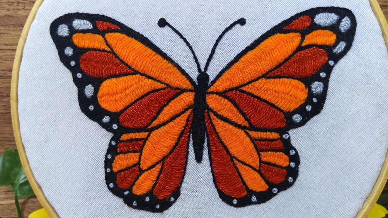Bordando una mariposa monarca 🦋🦋✨/Bordados paso a paso !!!
