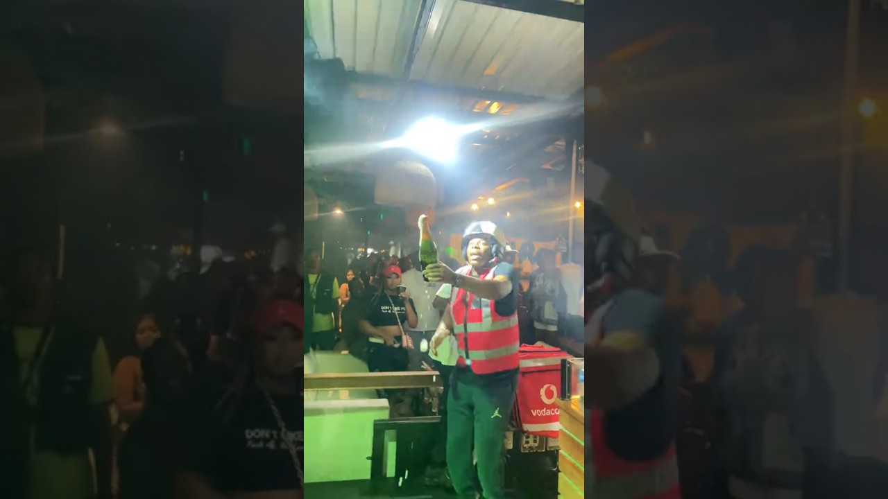 Vulela Maweekend Spilling himself with Champagne in groove listening Ngibolekeni Scotts Maphuma