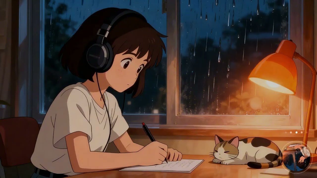 432Hz Healing Piano 🌧️ Anime Girl Studying by the Rain | Deep Focus & Calm Mind | Lofi Study Ambient