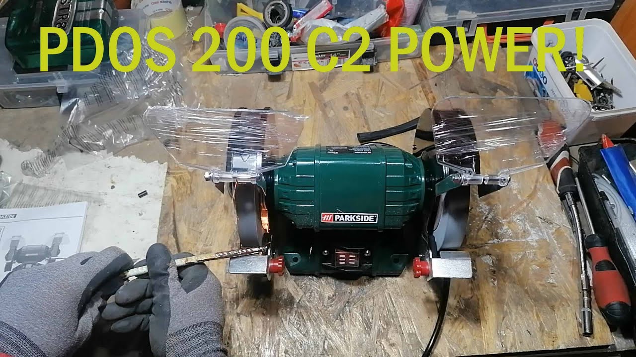 New Version! Parkside PDOS 200 C2 Double Bench Grinder 2021   Testing the bench grinder and assembly