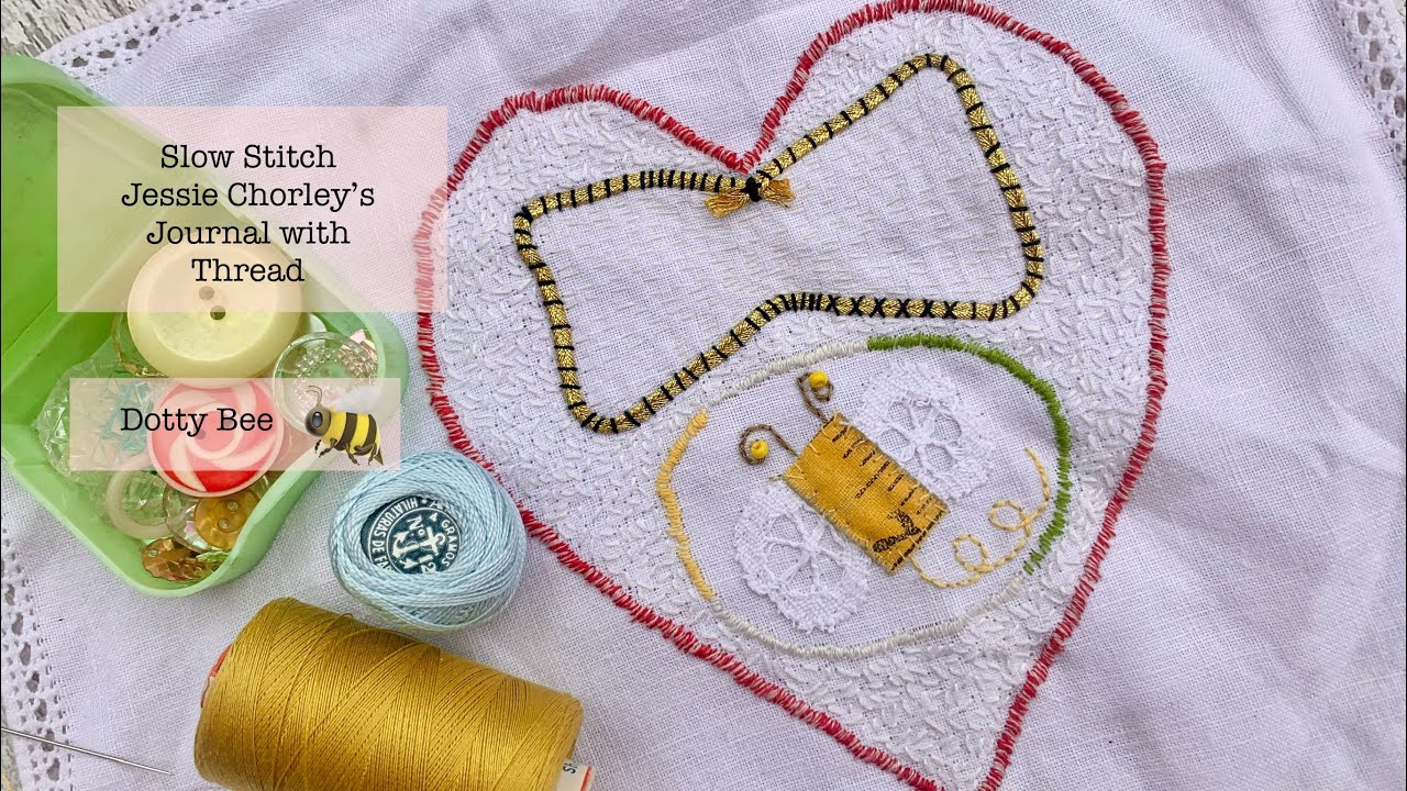 Heart & Bow #jessiechorley #slowstitch #embroidery #journal #handembroidery #slowstitching #sew
