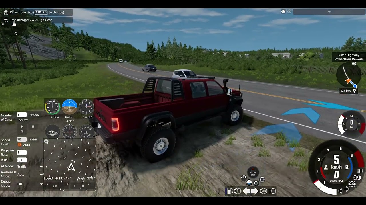 Drive a polar truck spec to the city, River Highway Beam NG mods