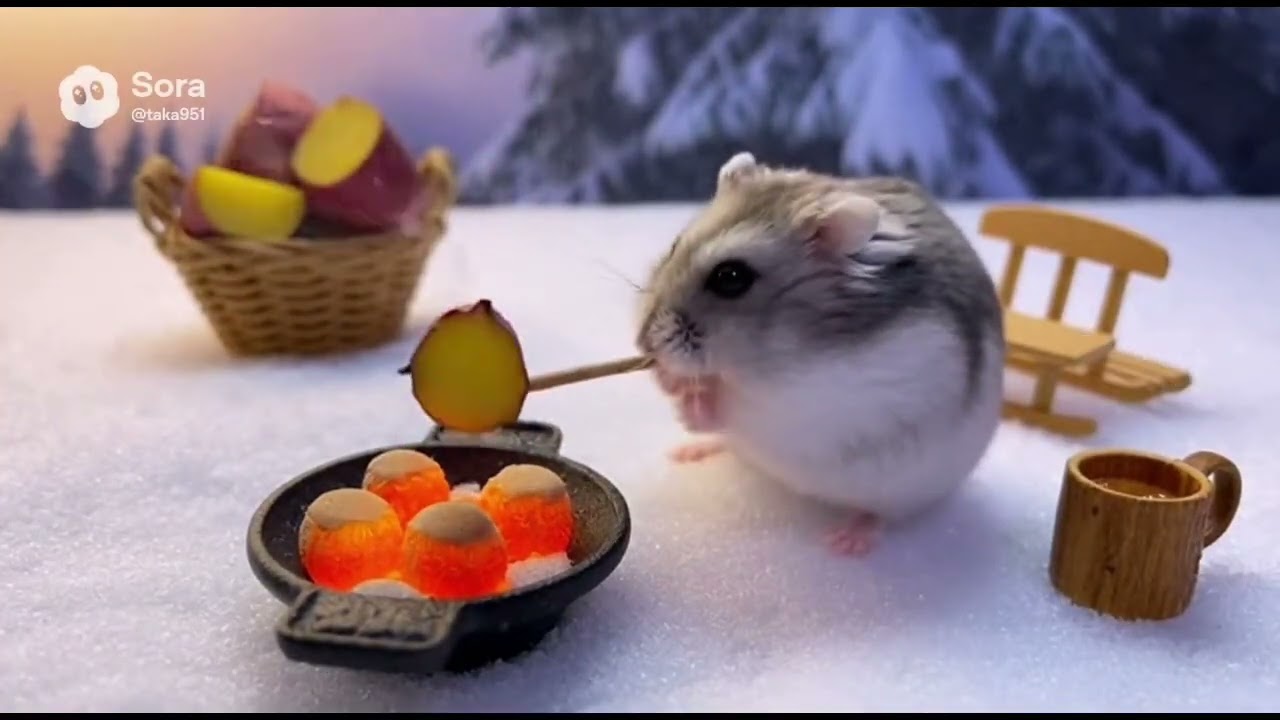 ハムスター、やきいもをする #生成ai #hamster #ハムスター 