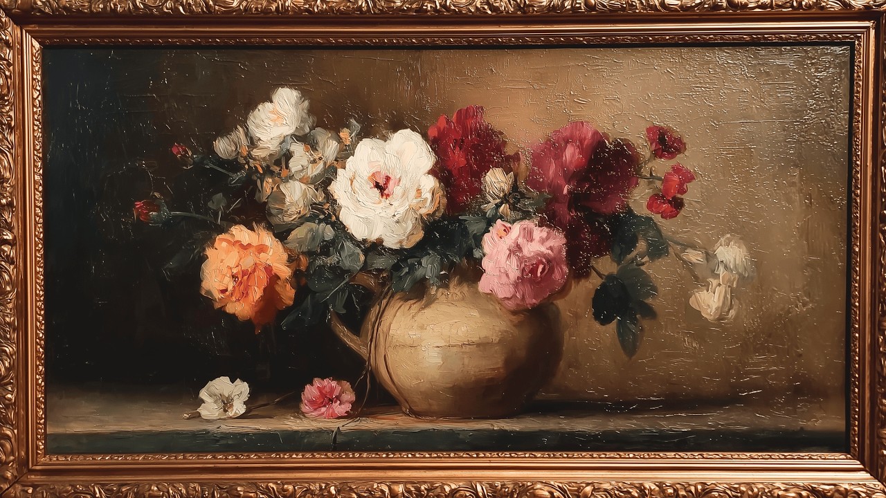 Moody Floral Still Life 🌹 | Vintage 4K Frame TV Art (No Music) | 3 Hours