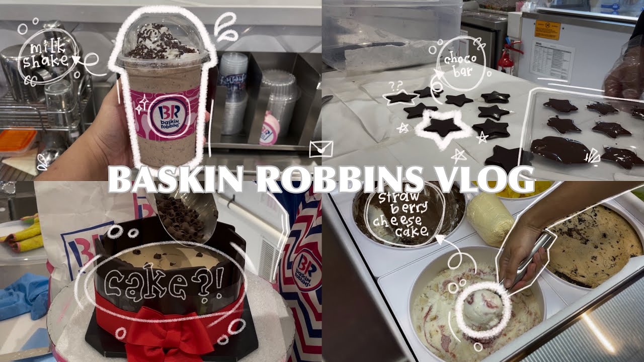 [BASKIN ROBBINS VLOG] making chocolate bar, ice cream cake, scooping...🍦