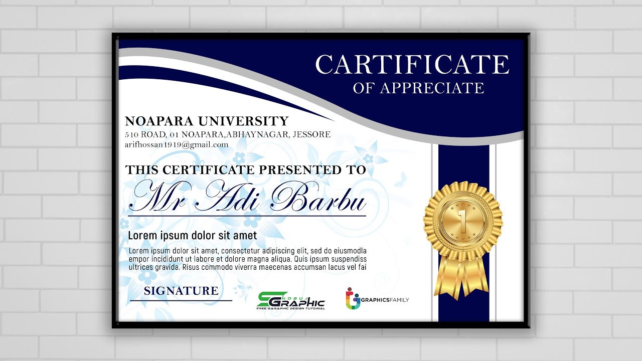 Free Certificate Template Design - Photoshop Tutorial