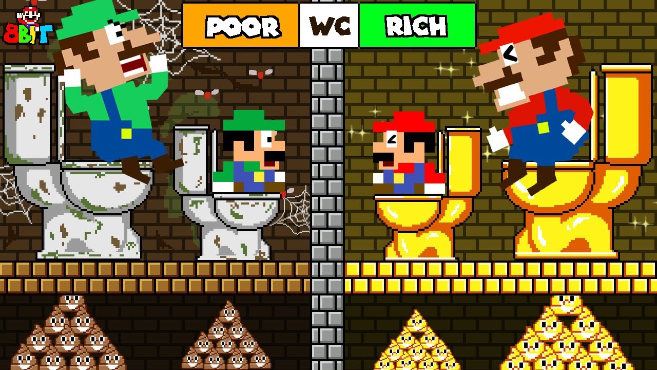 Toilet Prank: Mario and Luigi Challenge Rich vs Poor Toilet | Game Animation