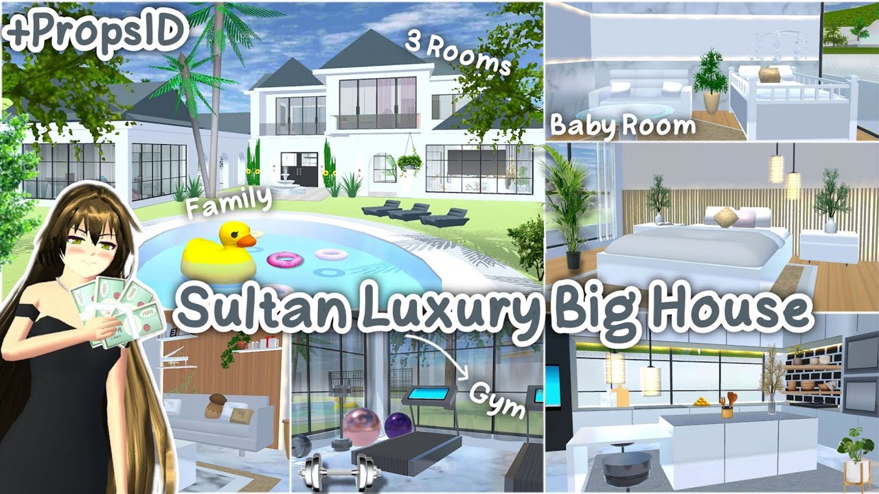 Sultan Luxury Big Family House Aesthetic ✨🌼 + PropsID : Sakura School Simulator