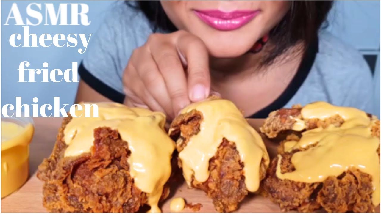 ASMR:SPICY AND CHEESY FRIED CHICKEN MUKBANG (NO TALKING) EATING SOUNDS