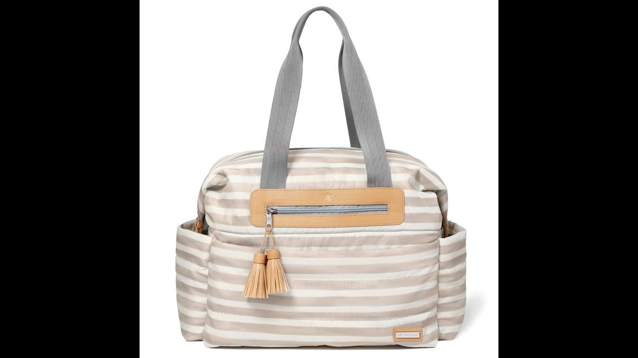 Skip Hop Riverside Ultra Light Satchel Diaper Bag in Oyster Stripe