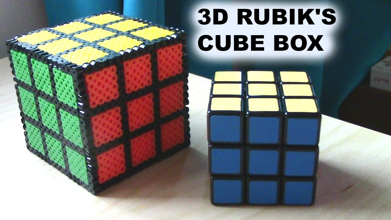 3D Perler Bead Rubik's Cube Box