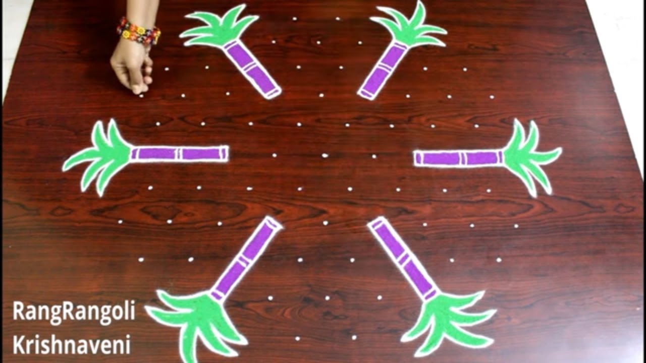 Sankranthi Bhogi Kundala Muggulu with Borders | 11*6 dots Pongal Pot Kolam | RangRangoli Krishnaveni