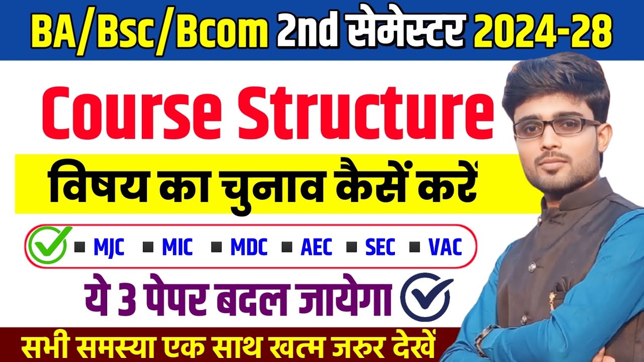 UG 2nd Semester Course Structure 2024-28 🔥 सेमेस्टर- 2 में विषय कैसें चुनें  #ugsemester2 @Gyanकुल