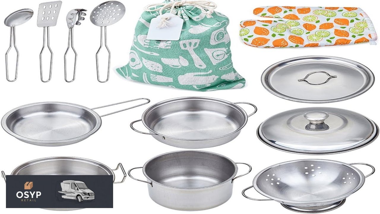 Play Pots and Pans Toys for Kids Kitchen Playset Pretend Cookware