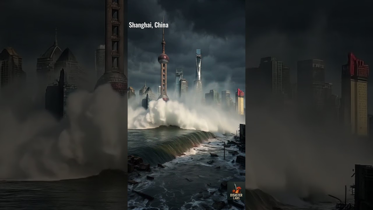 Simulation of Shanghai being hit by tsunami #simulation #tsunami not a real event #shanghai