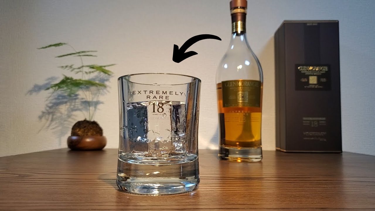 グレンモーレンジ18年でロックグラス作ってみた   #whisky   #whiskey   #ウイスキー   #ハイボール   #ボトルグラス   #カットグラス　＃エクストリームリーレア
