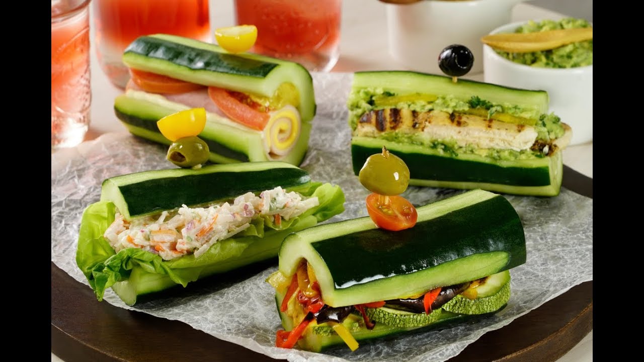 4 Sándwiches de Pepino | Cómo hacer sándwiches SIN PAN