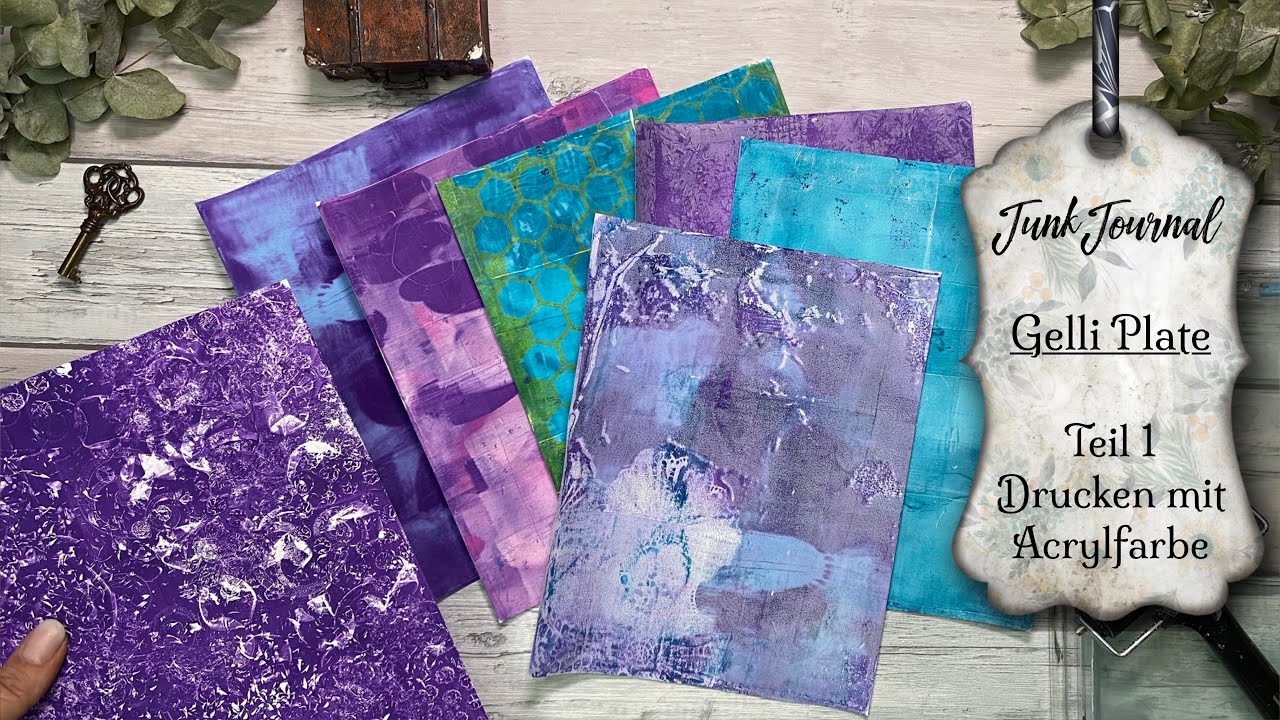 Junk Journal / Gelli Plate für Anfänger Teil 1 / Papier mit Acrylfarbe bedrucken