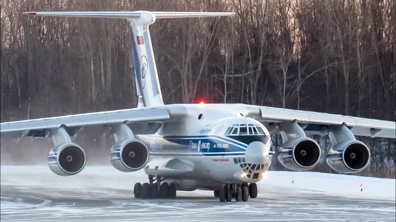Volga-Dnepr Ilyushin IL-76 (IL76) departing Montreal- Mirabel (YMX /CYMX)