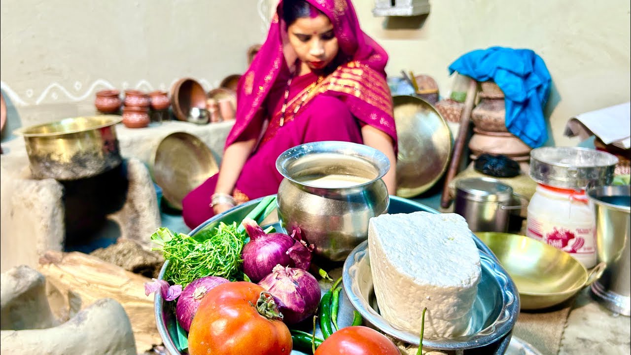 मिट्टी के चूल्हे पर शाही पनीर, रोटी और पुलाव 🍲 #villagefood #livecooking