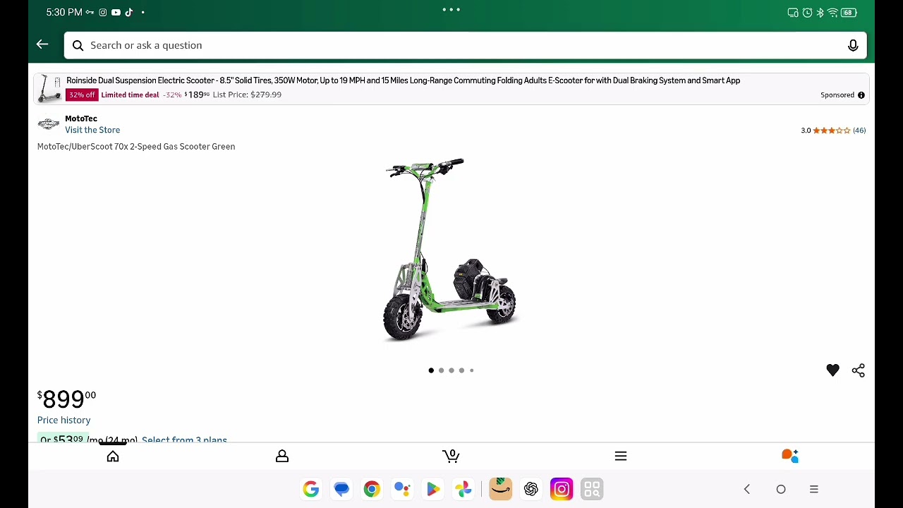 Gas scooter w seat