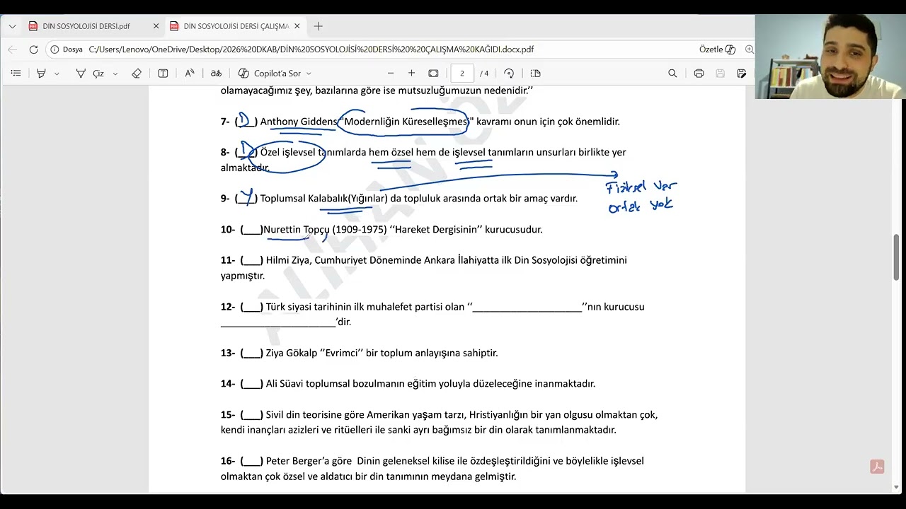 DİN SOSYOLOJİSİ ÇALIŞMA KAĞIDI