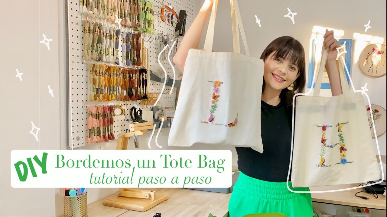 Bordemos un Bolso Tote, ¿Cómo bordar letras? video tutorial bordado para principiantes