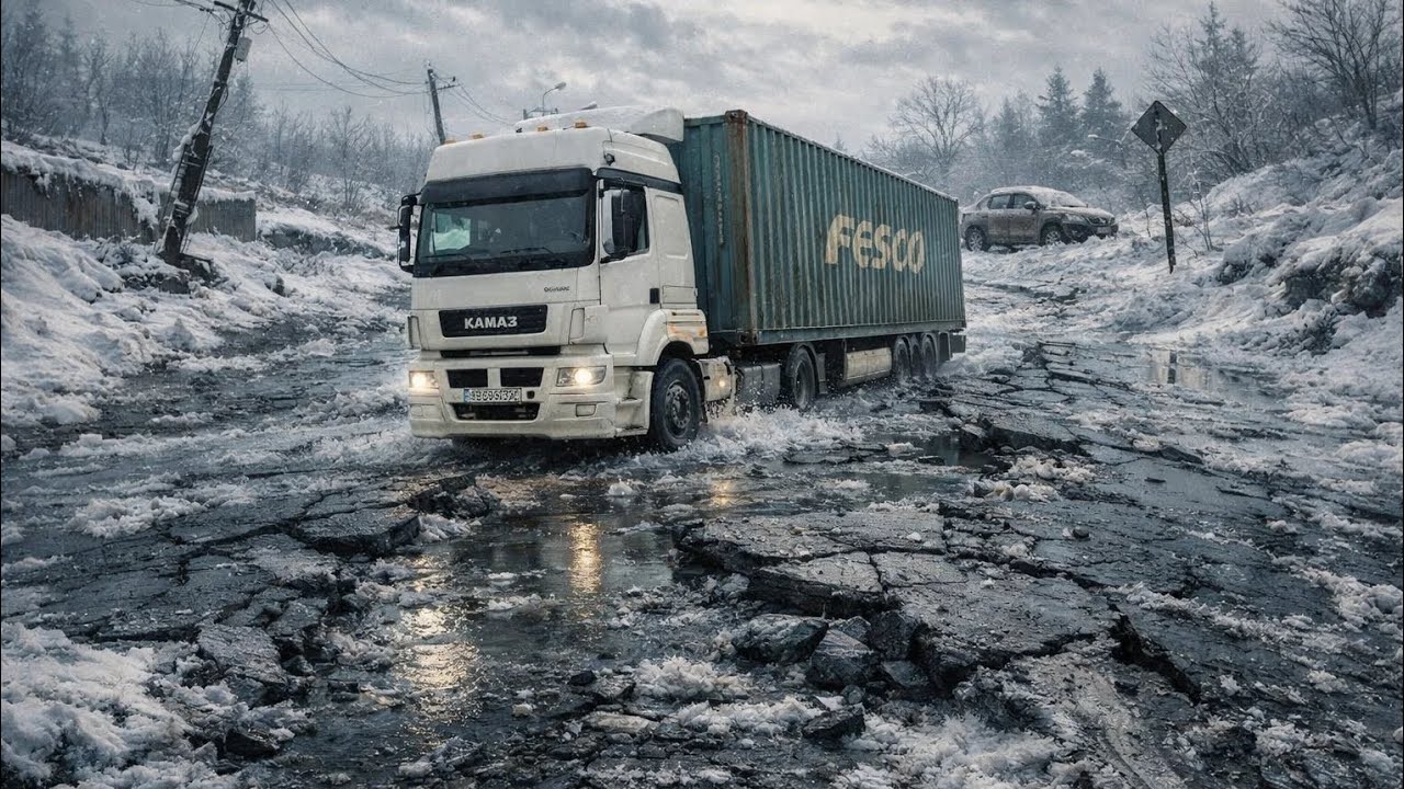 Разбитые дороги и гололёд.