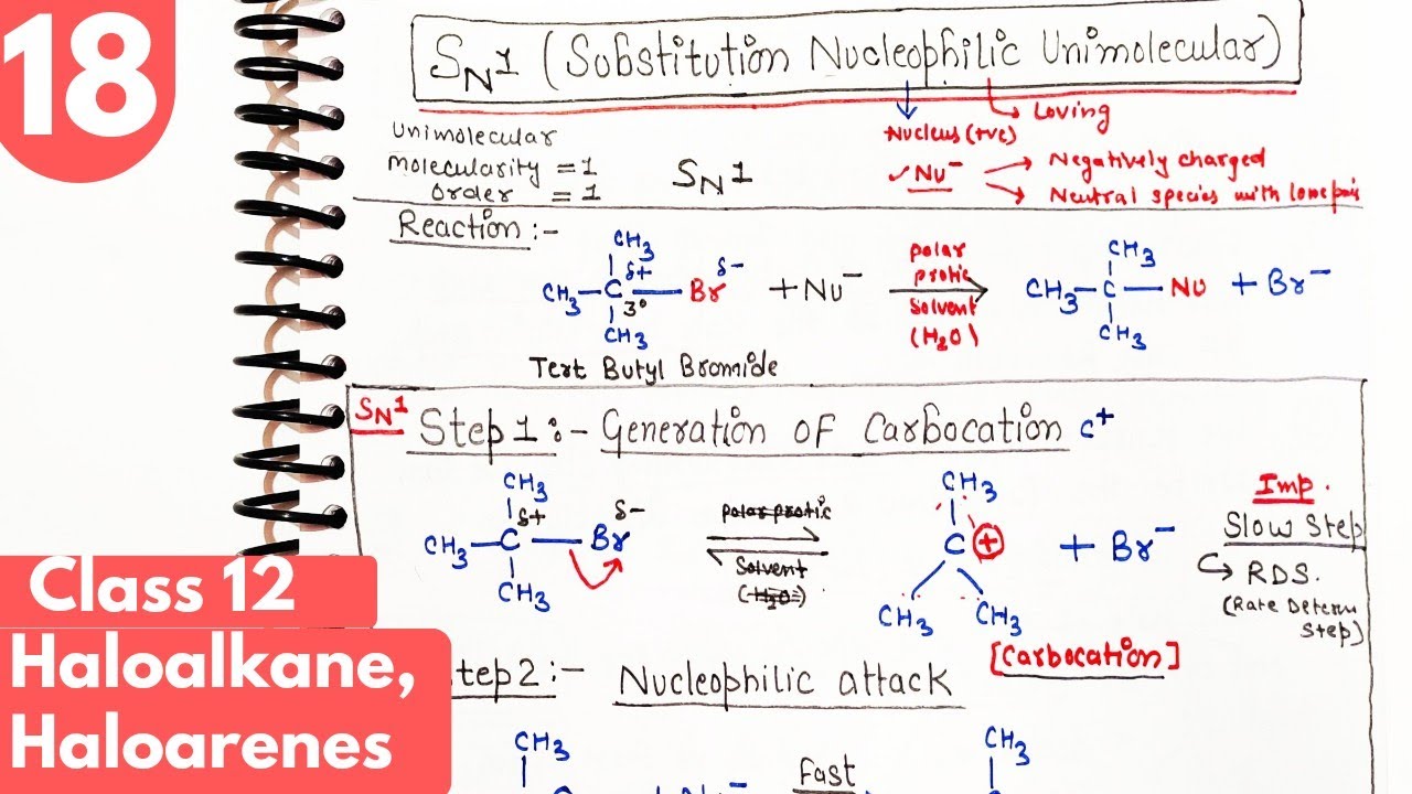 18) SN1 Reaction mechanism| Nucleophilic Substitution| Haloalkane class12 organic chemistry #neet