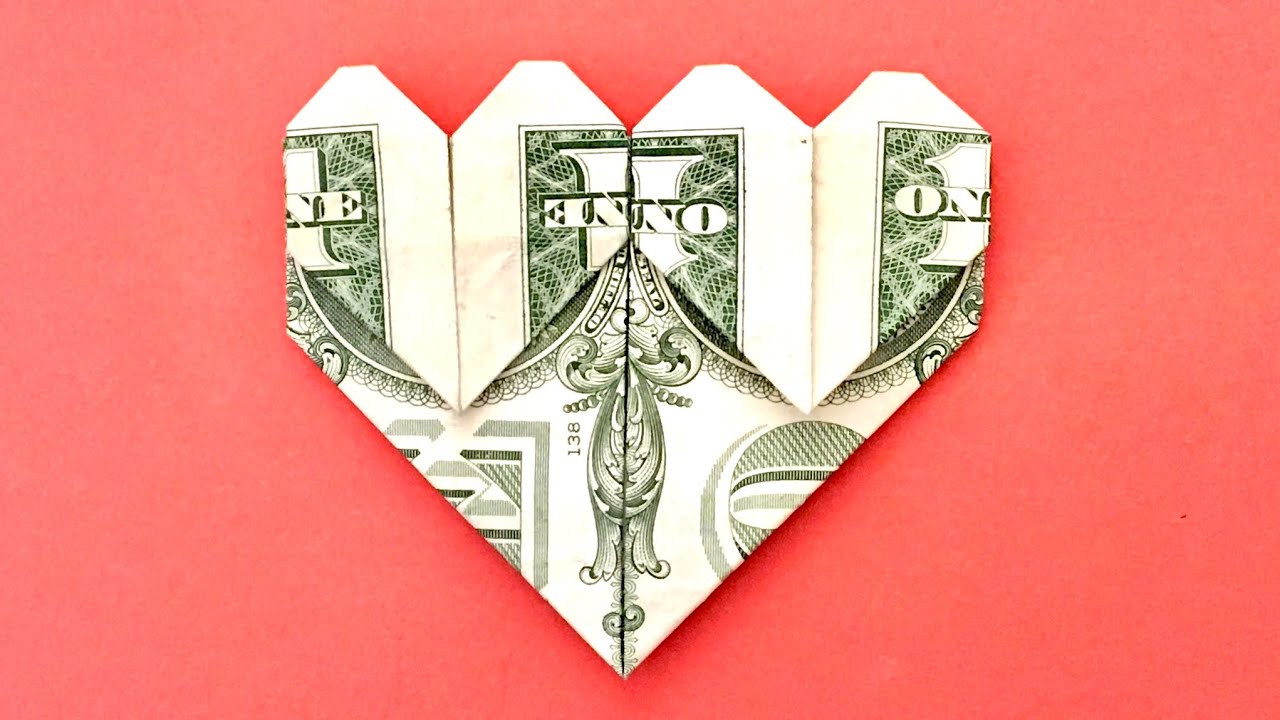 Money Heart Tutorial - Dollar bill Origami Double Heart