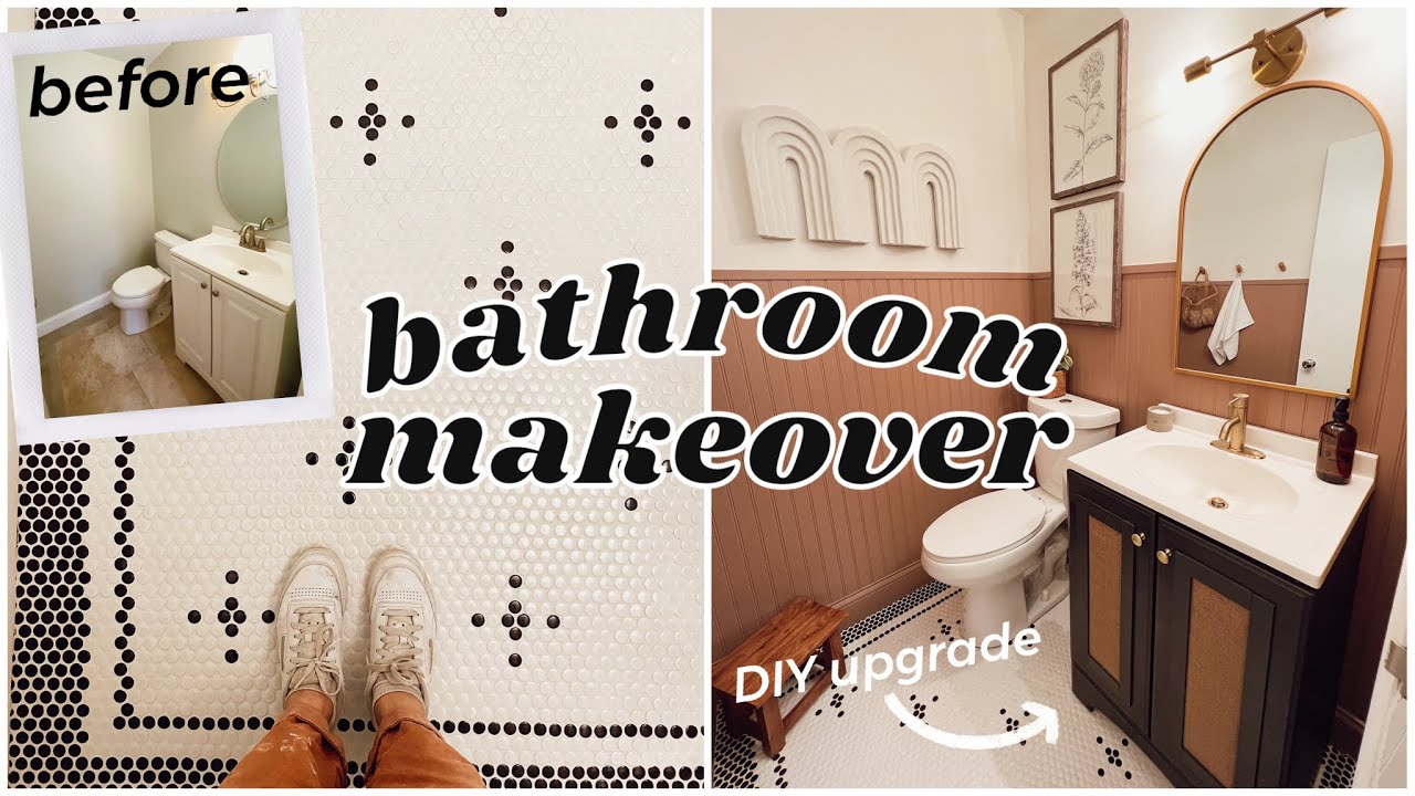 EXTREME DIY BATHROOM MAKEOVER *HUGE TRANSFORMATION* (pt 2) | Vanity Flip, Beadboard Installation