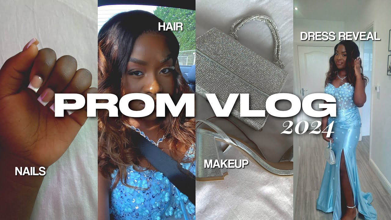 PROM GRWM & VLOG *hair, makeup, nails, dress reveal etc*