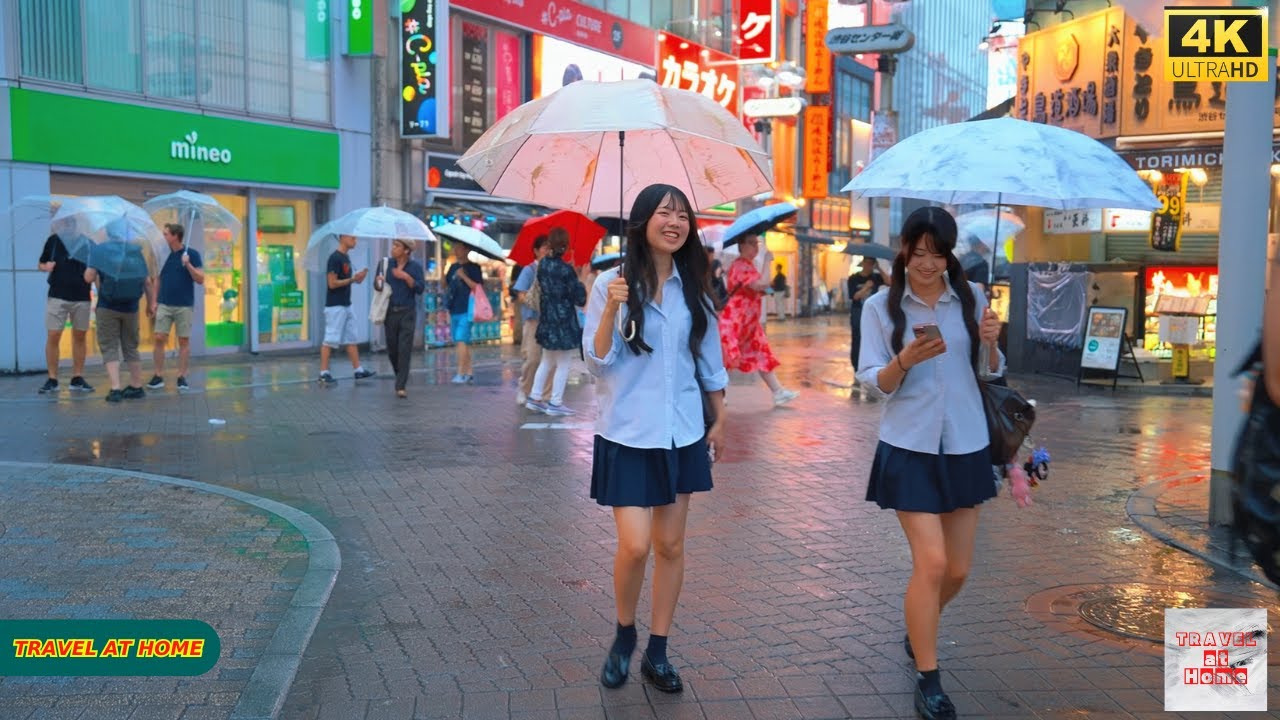 4K HDR Japan travel 2025 | Heavy Rain Walk in Shibuya (渋谷) Tokyo Japan | Relax Natural City ambience