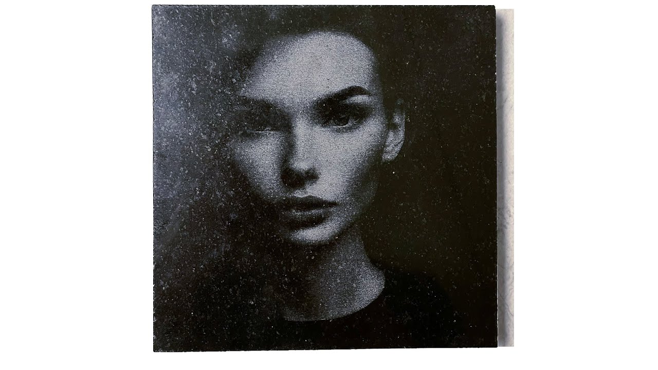 how to do laser engraving portrait on black granite